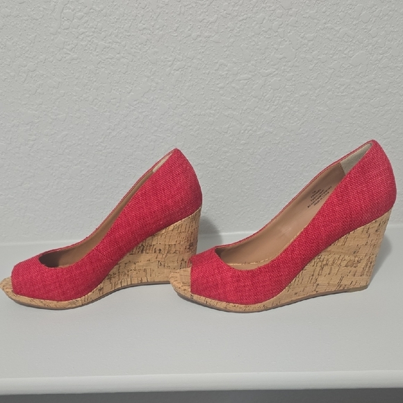 Caslon Red Peep Toe Heels - Picture 2 of 5